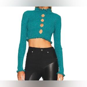 For Love And Lemons Lorelei Cropped Sweater XS NWT Y2K Coquette cutout